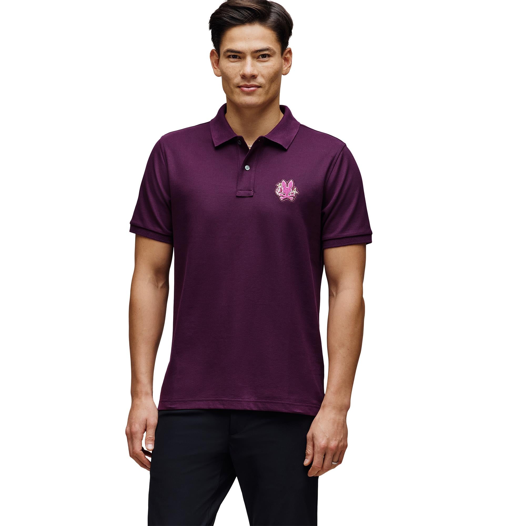Psycho Bunny Auguste Pique Mens Polo Shirt Potent Purple